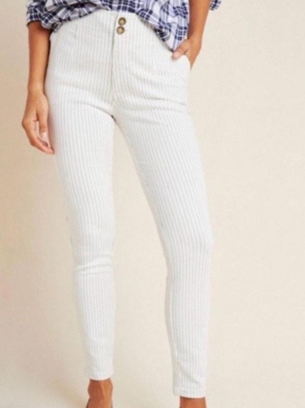 Pilcro and the Letterpress White Pinstripe Casual Pants